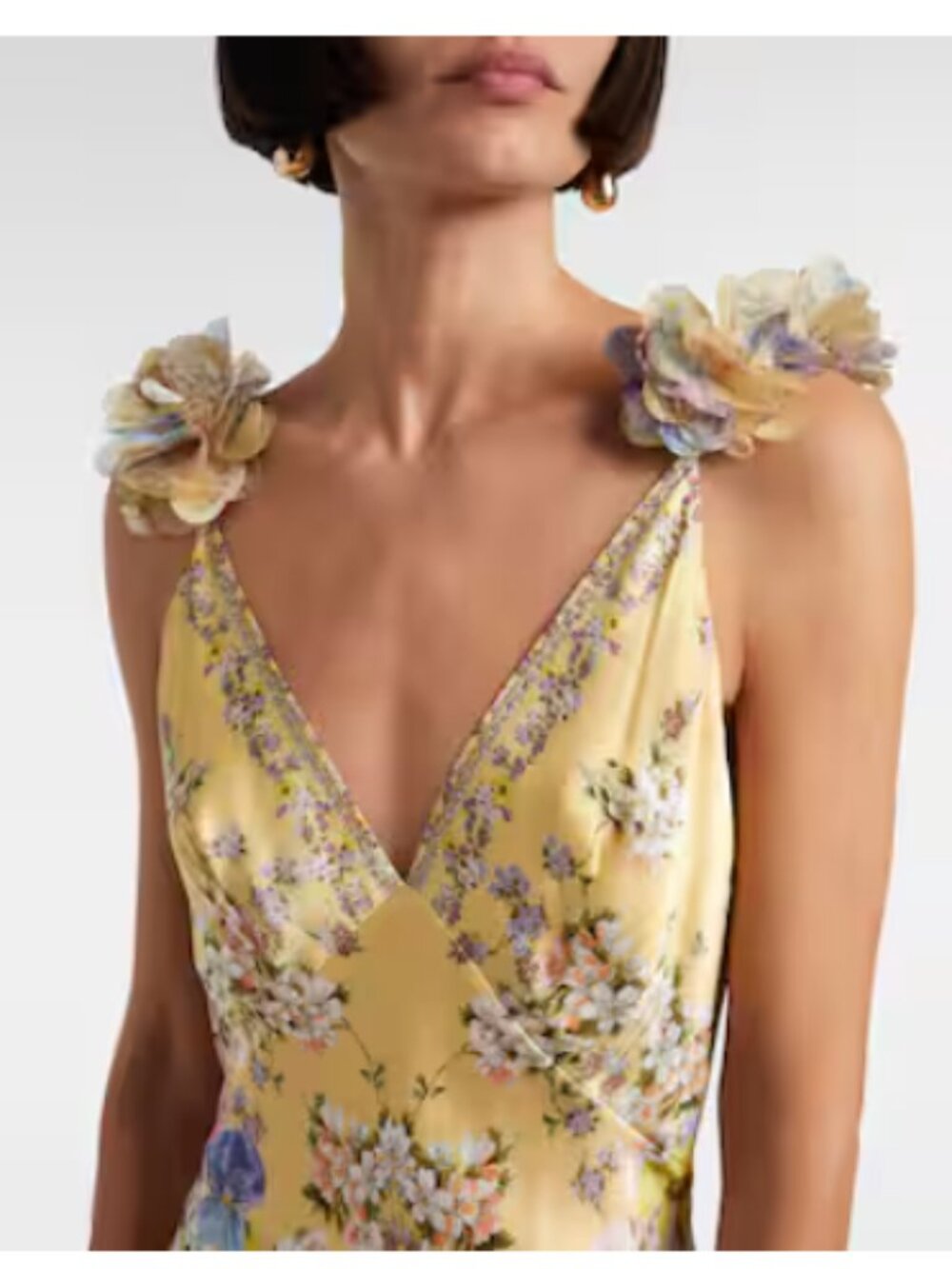 Camilla Embellished floral ruffled silk satin maxi dress - Size Small - Picture 3 of 9